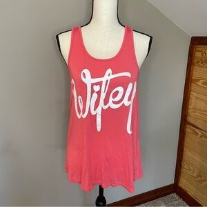 Acting Pro Coral Pink White Racerback Wifey Tank Top Small